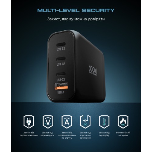 Зарядное устройство Armorstandart ARP-131 Resolute Power USB-C 100W GaN Black (ARM70024)