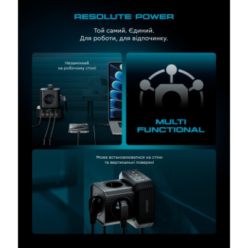 Зарядное устройство Armorstandart ARP-544 Resolute Power USB-C 100W GaN 2m Black (ARM73177)