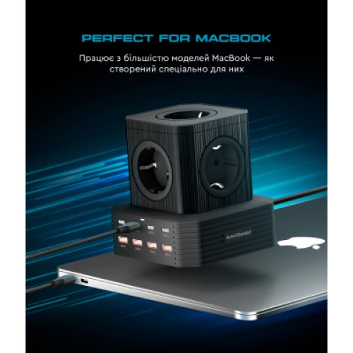 Зарядное устройство Armorstandart ARP-544 Resolute Power USB-C 100W GaN 2m Black (ARM73177)