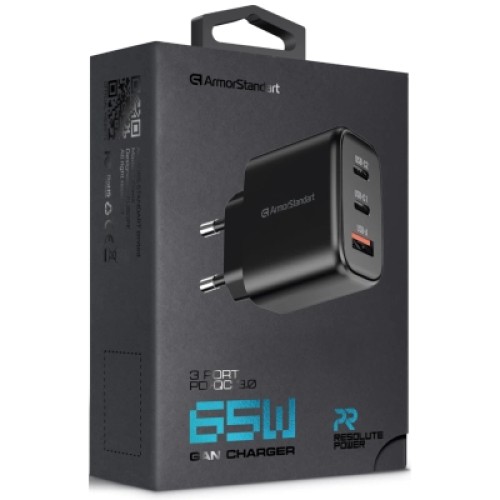 Зарядное устройство Armorstandart ARP-621 Resolute Power USB-C 65W GaN Black (ARM70023)