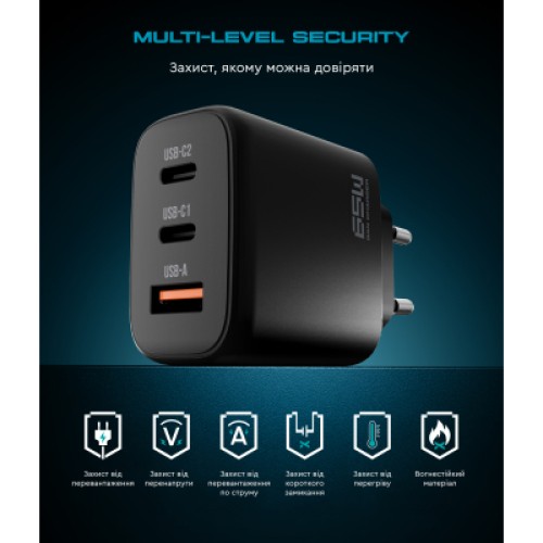 Зарядное устройство Armorstandart ARP-621 Resolute Power USB-C 65W GaN Black (ARM70023)