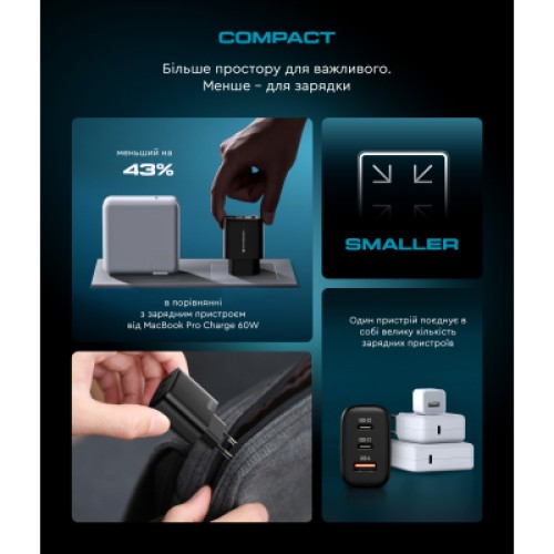 Зарядное устройство Armorstandart ARP-621 Resolute Power USB-C 65W GaN Black (ARM70023)
