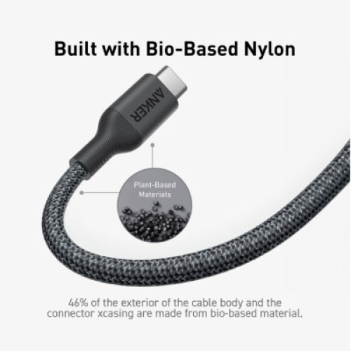 Дата кабель USB-C to USB-C 0.9m 140W bio-nylon 544 black Anker (A80F5H11)