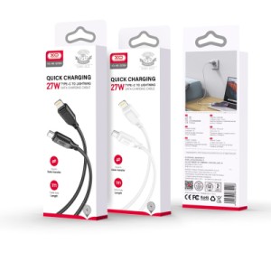 Дата кабель USB-C to Lightning 1.0m 27W braided XO (NBQ236A_Black)