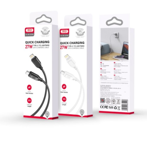 Дата кабель USB-C to Lightning 1.0m 27W braided XO (NBQ236A_Black)