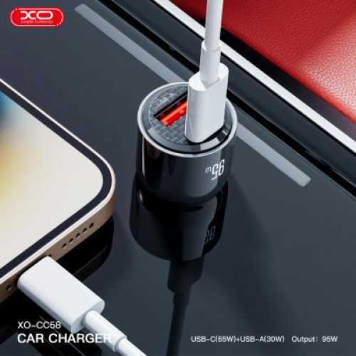 Зарядное устройство XO CC58 USB-C PD65W + USB-A 30W Gray (CC58_Tarnish)