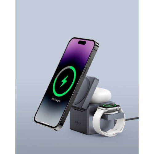 Зарядное устройство Anker MagGo Wireless Charging Station 15W 3-in-1 Cube Black (Y1811G11)