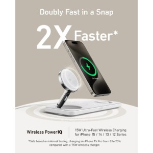 Зарядное устройство Anker MagGo Wireless Charging Station 15W 3-in-1 Pad White (B25M1321)