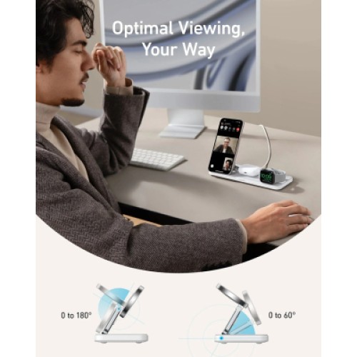 Зарядное устройство Anker MagGo Wireless Charging Station 15W 3-in-1 Pad White (B25M1321)