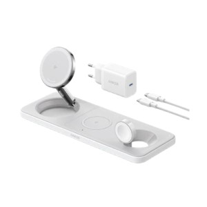 Зарядное устройство Anker MagGo Wireless Charging Station 15W 3-in-1 Pad White (B25M1321)