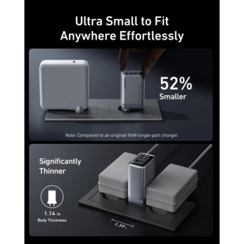 Зарядное устройство Anker GaNPrime 100W 2xUSB-C PD + 1xUSB-A Foldable Silver (A2688341)
