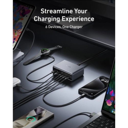 Зарядное устройство Anker GaNPrime 200W 4xUSB-C PD + 2xUSB-A Black (A2683341)