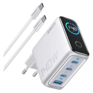 Зарядное устройство Anker Laptop GaN 140W 3xUSB-C PD3.1 + USB-A + display + cable Silver (B2697G41)