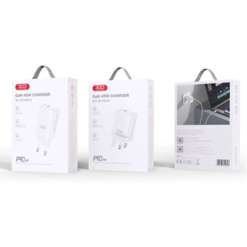 Зарядное устройство XO CE16 67.5W USB-C PD45W + USB-A QC 22.5W White (CE16_White)