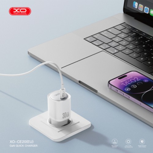 Зарядное устройство XO CE20 33W USB-C PD30W/PPS33W White (CE20_White)