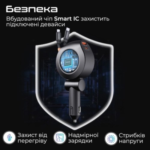 Зарядное устройство Promate USB-C + USB-A + cable USB-C + Lightning (drivegear-r2)