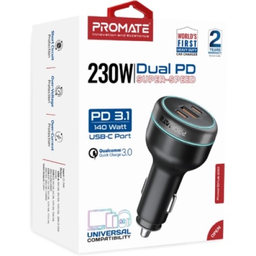 Зарядное устройство Promate 2xUSB-C PD + USB-A QC3.0 (powerdrive-230)