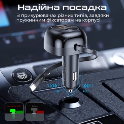 Зарядное устройство Promate 62W USB-C cable + USB-A/USB-C ports (powerdrive-rc65)