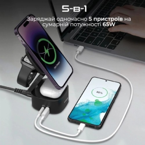 Зарядное устройство Promate wireless charger rubix-65w black (rubix-65w.black)