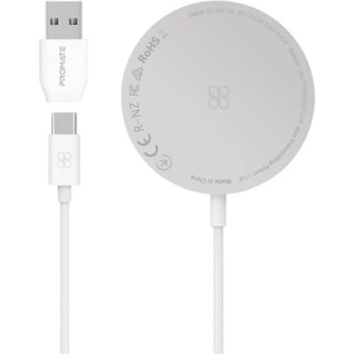 Зарядное устройство Promate wireless charger auramag-15w silver (auramag-15w.silver)
