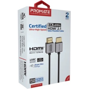 Кабель мультимедийный HDMI M to HDMI M 1.5m V2.1 grey Promate (primelink8k-150.grey)