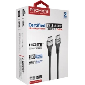 Кабель мультимедійний HDMI M to HDMI M 3.0m V2.1 grey Promate (primelink8k-300.grey)