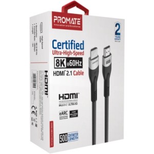 Кабель мультимедійний HDMI M to HDMI M 5.0m V2.1 grey Promate (primelink8k-500.grey)
