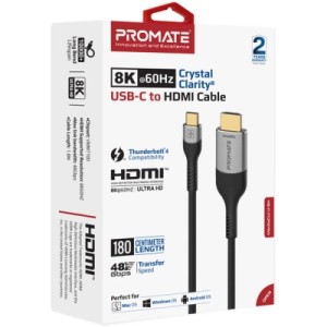 Кабель мультимедийный USB-C to HDMI M 1.8m grey Promate (mediacord-8k.grey)