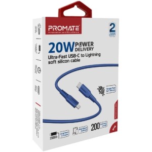 Дата кабель USB-C to Lightning 2.0m 3A PowerLink-200 blue Promate (powerlink-200.blue)