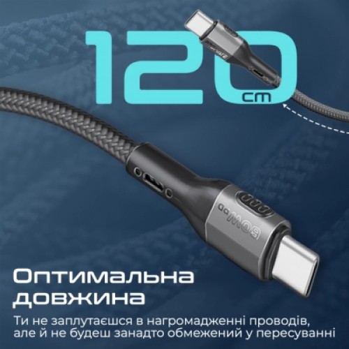 Дата кабель USB-C to USB-C 1.2m 60W PD FletchLink-CC black Promate (fletchlink-cc.black)