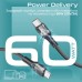 Дата кабель USB-C to USB-C 1.2m 60W PD FletchLink-CC black Promate (fletchlink-cc.black)