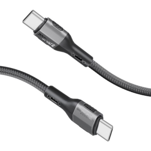 Дата кабель USB-C to USB-C 1.2m 60W PD FletchLink-CC black Promate (fletchlink-cc.black)