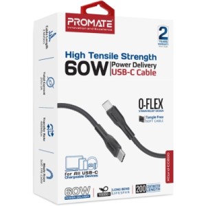 Дата кабель USB-C to USB-C 2.0m 3A xCord-CC200 black Promate (xcord-cc200.black)