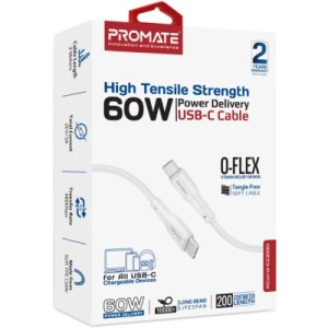 Дата кабель USB-C to USB-C 2.0m 3A xCord-CC200 white Promate (xcord-cc200.white)