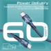 Дата кабель USB-C to USB-C 1.2m 60W PD FletchLink-CC blue Promate (fletchlink-cc.blue)