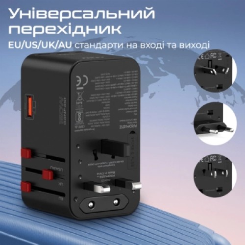 Зарядное устройство Promate tripmate-gan160 3xUSB-C PD + USB-A QC 160W GaN Black (tripmate-gan160)