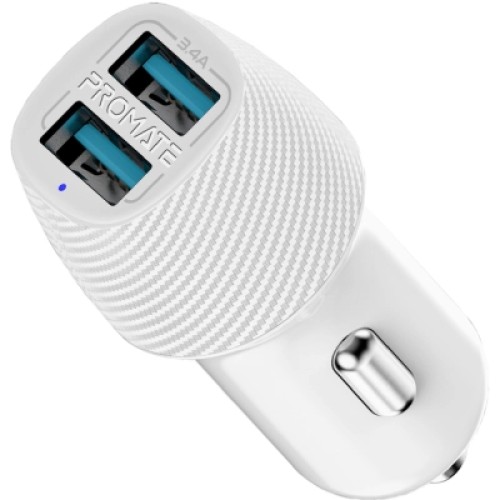 Зарядное устройство Promate voltrip-duo 2xUSB Car Charger 17W White (voltrip-duo.white)