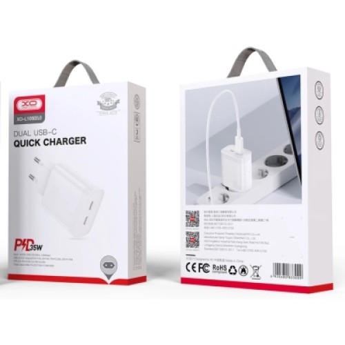 Зарядное устройство XO L105 2xUSB-C PD35W White (L105.white)