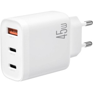 Зарядний пристрій XO L117-CC 2xUSB-C PD45W + 1xUSB-A QC3.0 White (L117-CC.white)