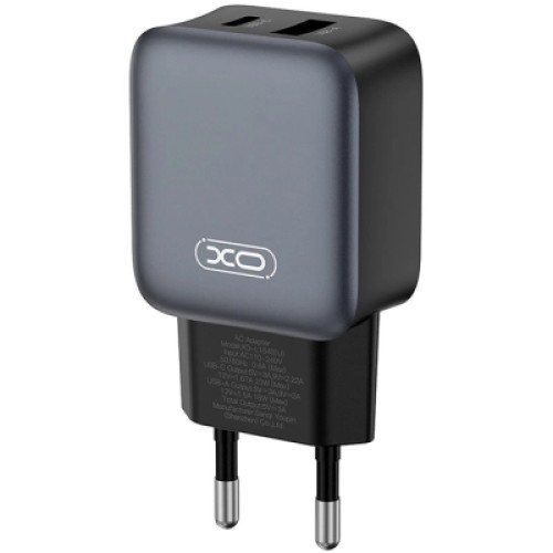 Зарядное устройство XO L154 USB-C PD20W + USB-A QC3.0 Black (L154.black)
