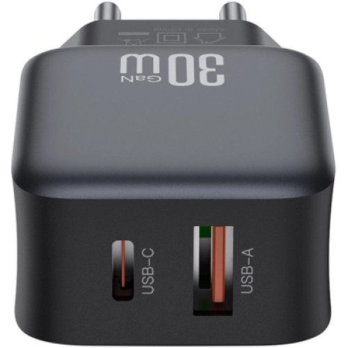 Зарядное устройство XO L156 USB-C PD30W + USB-A QC3.0 Black (L156.black)