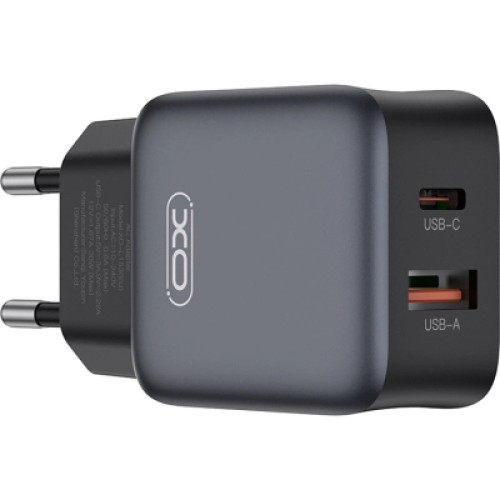 Зарядное устройство XO L156 USB-C PD30W + USB-A QC3.0 Black (L156.black)