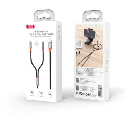 Переходник USB-C to 2x3.5mm F 1.0m NB-R269B black XO (NB-R269B.black)