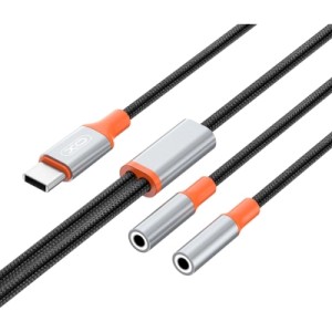 Переходник USB-C to 2x3.5mm F 1.0m NB-R269B black XO (NB-R269B.black)