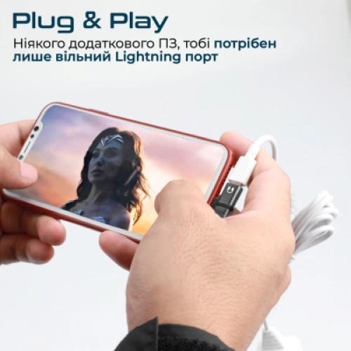 Переходник Lightning M to 2xLightning F Audiо + Charge Promate (ihinge-lt.grey)