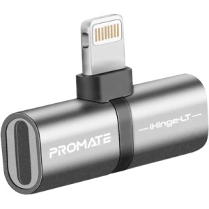 Переходник Lightning M to 2xLightning F Audiо + Charge Promate (ihinge-lt.grey)