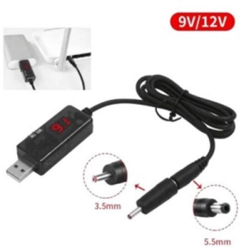 Кабель питания USB to DC 5.5mm + 3.51.35mm 0.8m 18W Kingda (KD-USB-DC9/12)