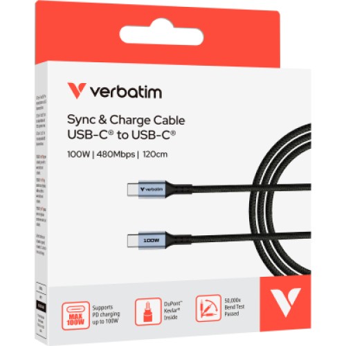 Дата кабель USB-C to USB-C 1.2m 100W black Verbatim (31846)