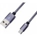 Дата кабель USB 2.0 AM to Micro 5P 1.0m 3A silver black Grand-X (FM07SB)