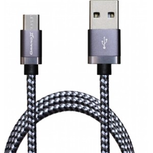 Дата кабель USB 2.0 AM to Micro 5P 1.0m 3A silver black Grand-X (FM07SB)